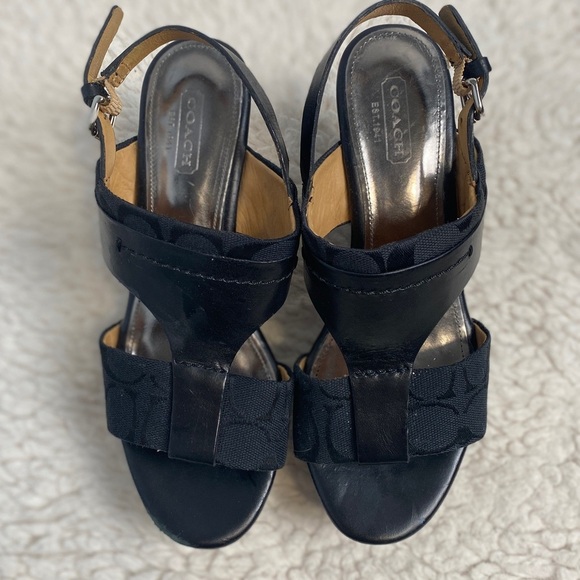 Coach Campbell Wedge Platform Logo Sandal Sz 6 Casual Simmer Classic Comfort - Picture 1 of 15